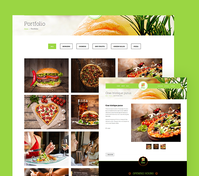 Portfolio of food images with the best Restaurant WordPress Theme