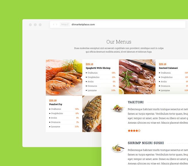 Integrate menu on your website