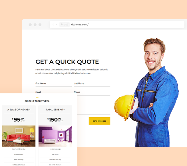 Form to fill details on WordPress Construction Theme
