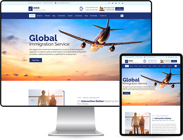 Desktop and tablet optimized Immigration WordPress Theme