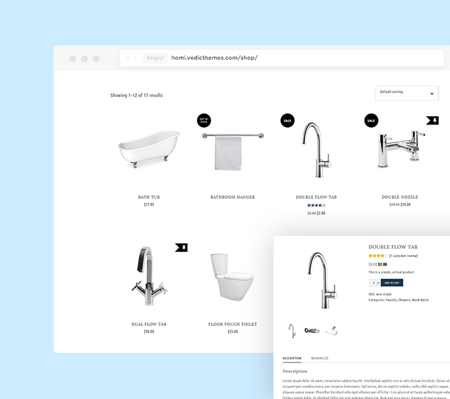 WooCommerce integration with Bathroom Fixtures WordPress Theme Free