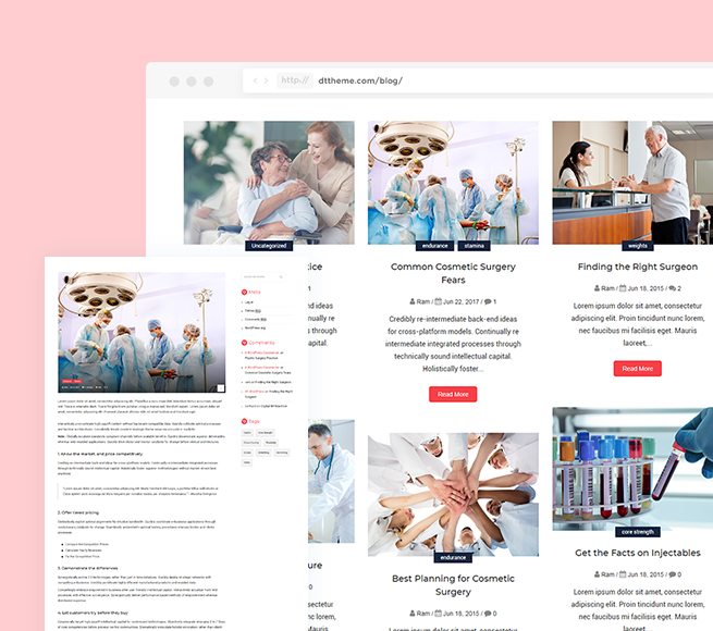 Blog section for Plastic Surgery Free WordPress Theme