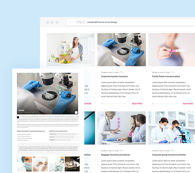 Blog section to get visitors in Fertility Clinic WordPress Theme Free Download