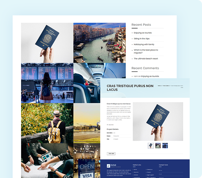Blog section in Immigration WordPress Theme