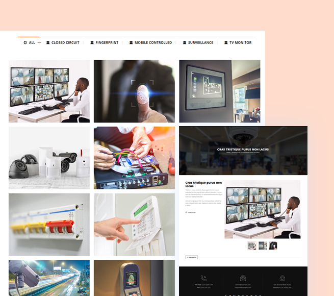 Portfolio of images in CCTV Security WordPress Theme