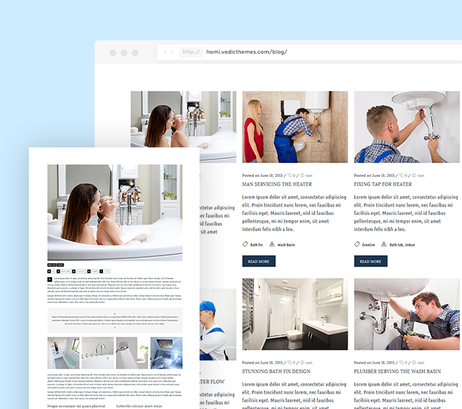 Blog section for SEO organic visitors in Bathroom Fixtures WordPress Theme Free