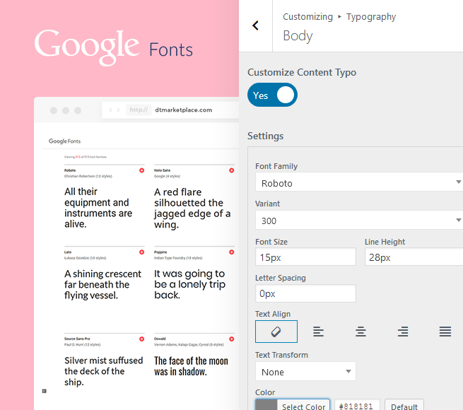500+ Google fonts for Free WordPress Business Theme