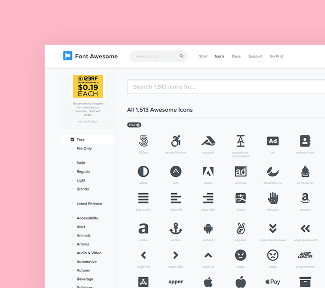 Thousands of icons to represent your brand and benchmark Industry website standards