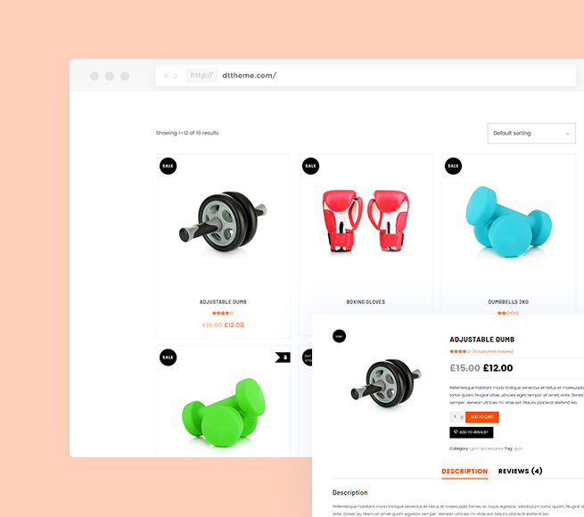 WooCommerce integration for Fitness Gym WordPress Theme Free Download