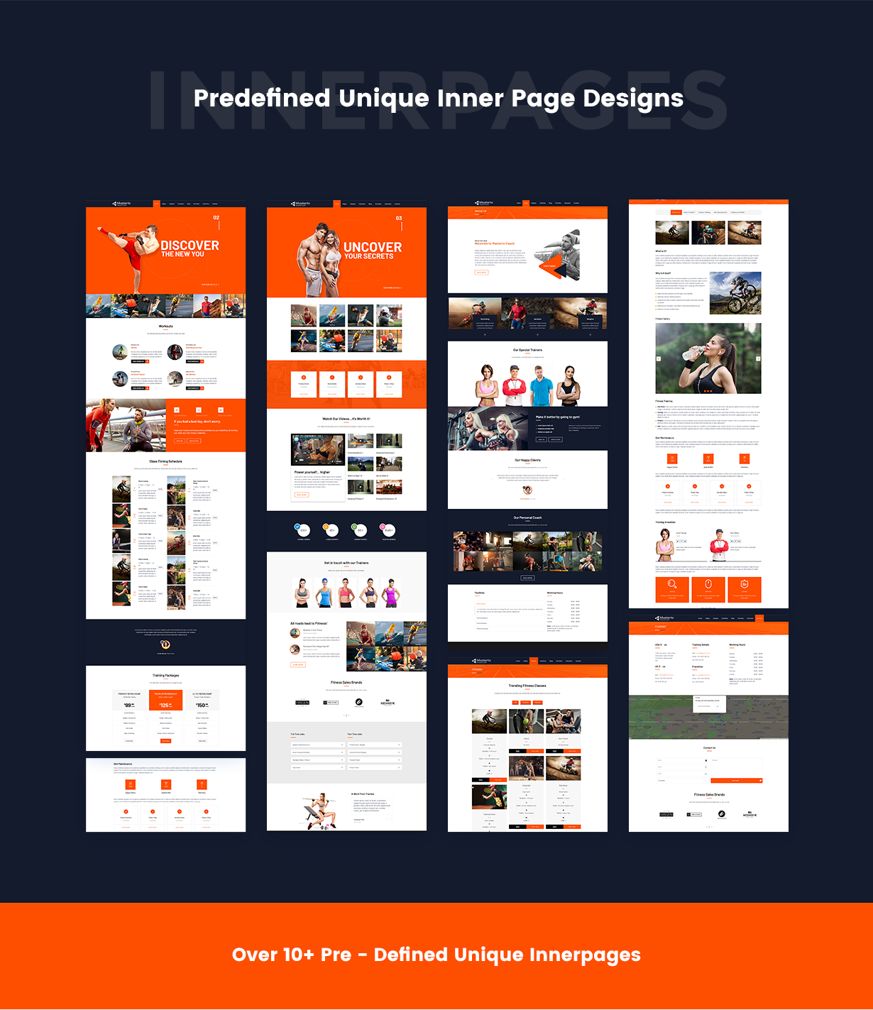 10+ Pre-made inner pages for Gym WordPress Theme