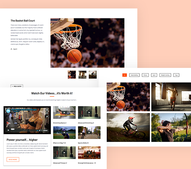 Portfolio page for WordPress Sports Theme