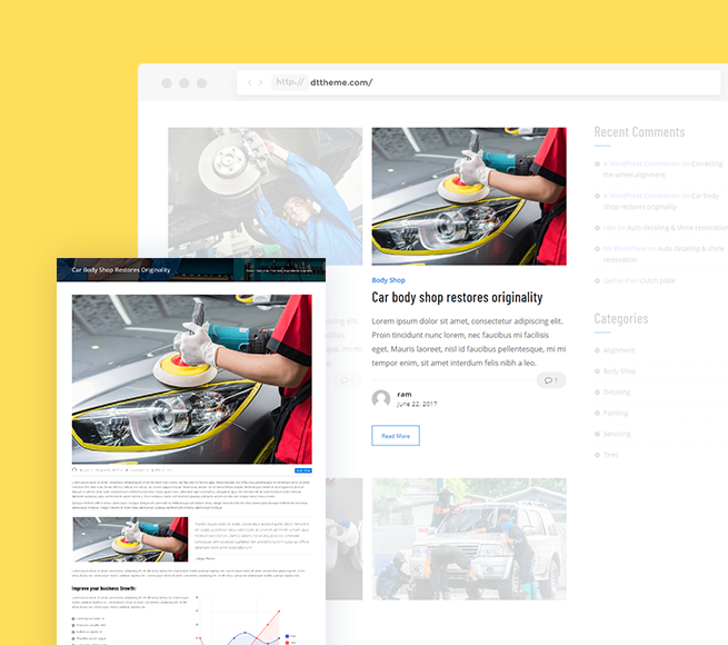 Blog section for Car Repair Services & Auto Mechanic WordPress Theme Free Download