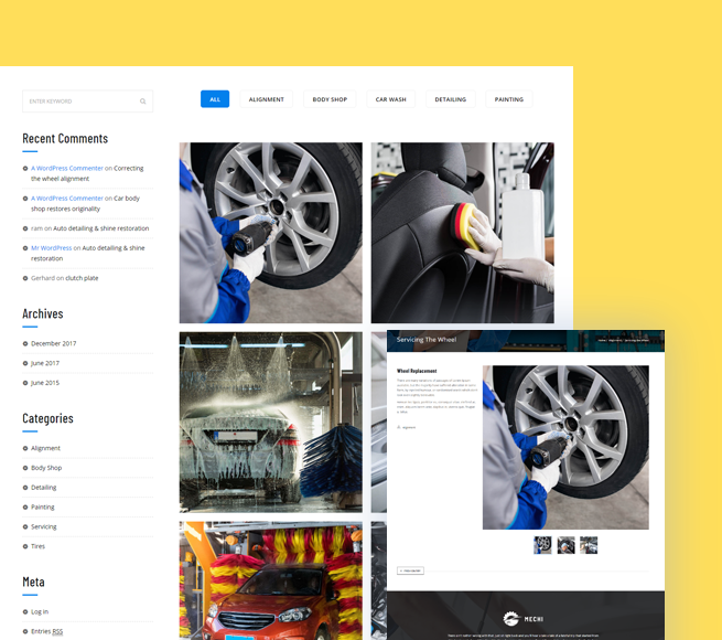 Portfolio of images for Car Mechanic WordPress Theme