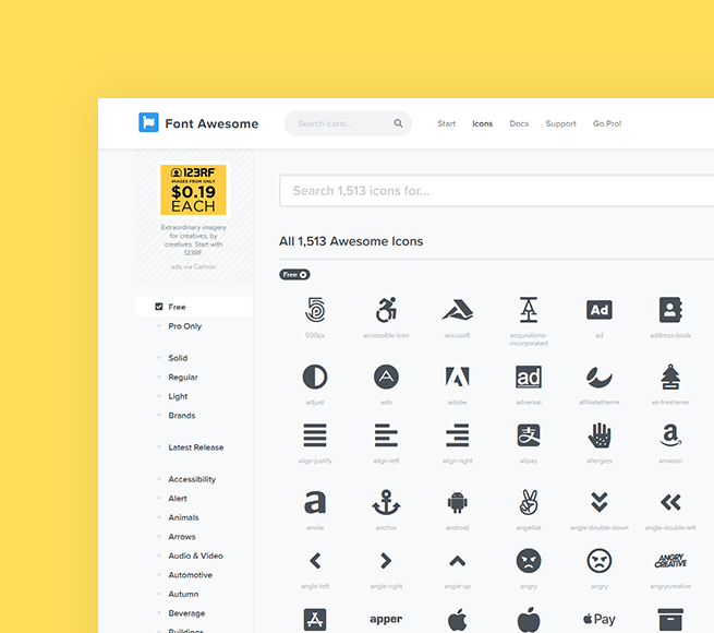 Thousands of icons to represent your brand and benchmark Industry website standards
