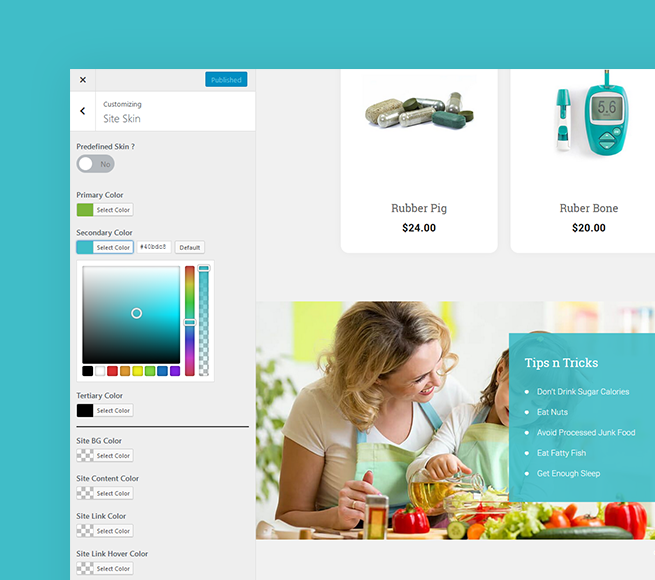 Customize colors and graphics easily on your website