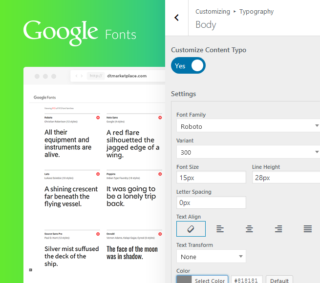 Google fonts in WordPress Travel Theme Free