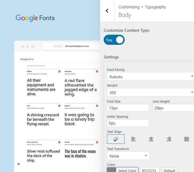 Google fonts for professional website