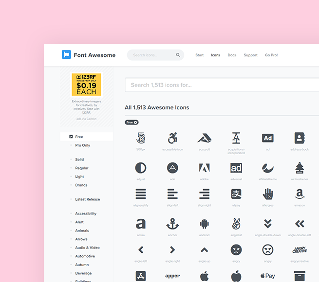 Hundreds of icons to represent your website
