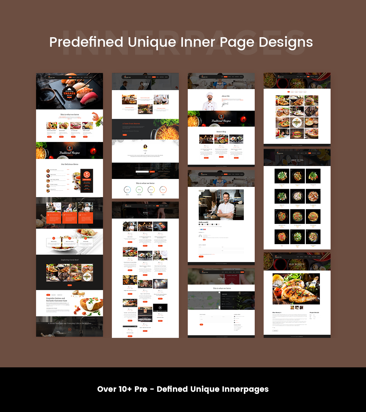 Pre-made inner page templates for Cafe WordPress Theme